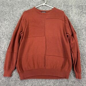 Consensus Sweater Mens Medium Orange Crew Neck Long Sleeve Pullover Casual City
